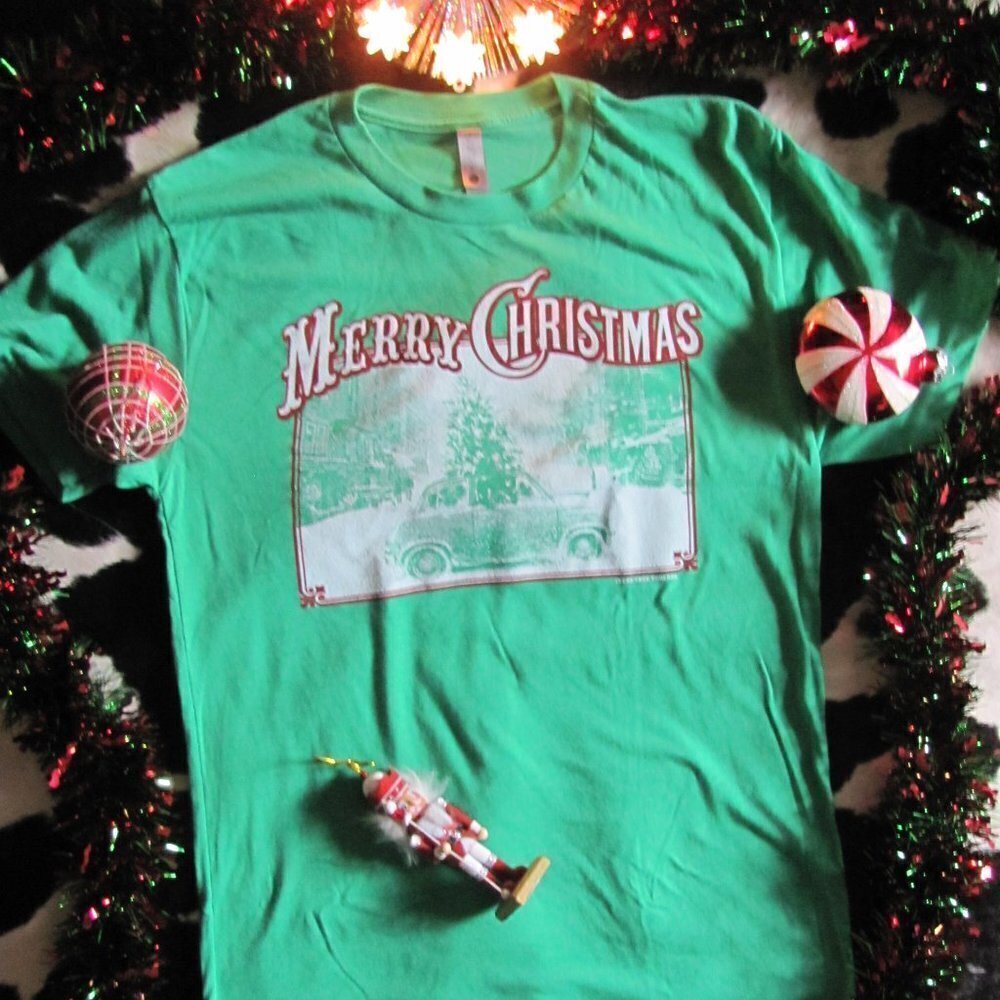 BELLA COTTON LADIES MERRY CHRISTMAS SHORT SLEEVE TSHIRT WITH TRUCK